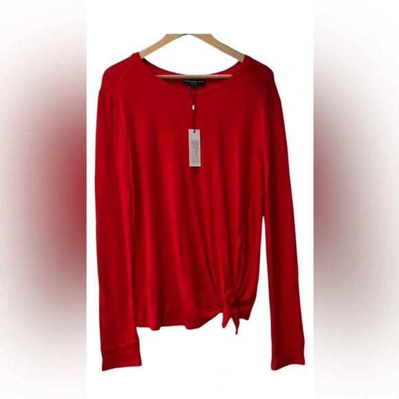 Generation Love Tops - Generation Love Red Distressed Long Sleeve with tie NWT